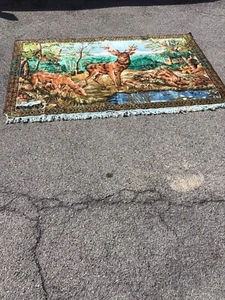 Vintage 1940s German 51x72in Deer Thick Tapestry - Picture 1 of 5
