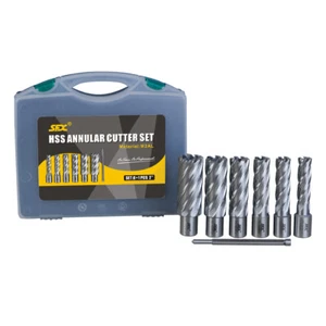 6pc Set HSS Annular Cutter 3/4" Weldon Shank 9/16~1-1/16 Magnetic Drill Bit - Picture 1 of 12