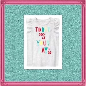 NWT 7 Gymboree ICE CREAM PARLOR Gray “TODAY” sueded SEQUIN s/s RUFFLE SHIRT TOP - Picture 1 of 3
