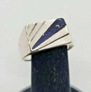 Lapis Lazuli Ring Sterling Silver Size 6 Floral Swirl Vintage