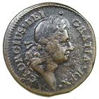 1723 3.5-Fb.1 R-7 Wood&#39;s Hibernia Half Penny Colonial Copper Coin 1/2p