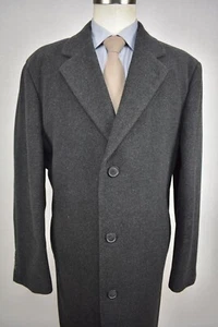 Chaps Solid Dark Gray Wool/Nylon Blend Flannel Three Button Overcoat Size: 42R - Picture 1 of 10