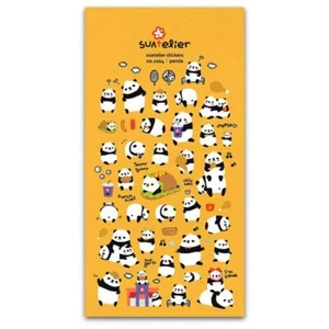NIEDLICHE PANDA AUFKLEBER spielendes Tier geschwollen Vinyl Kind Handwerk Sammelalbum Aufkleber Blatt - Bild 1 von 2
