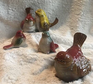 Ceramic Glazed Bird Figurines 2” 2.5” 3.5” & 4" Garden Lot 5 - One is Attached - Picture 1 of 13