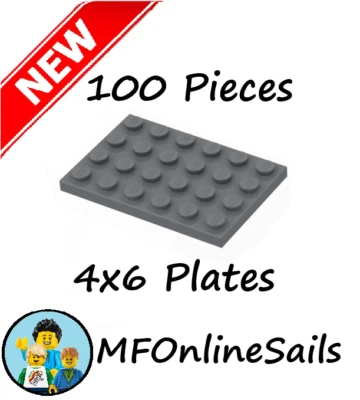 *NUEVO* 100x PLACAS LEGO 4x6 genuinas gris azulado oscuro - LOTE A GRANEL 3032 319gr Foto 1 de 4
