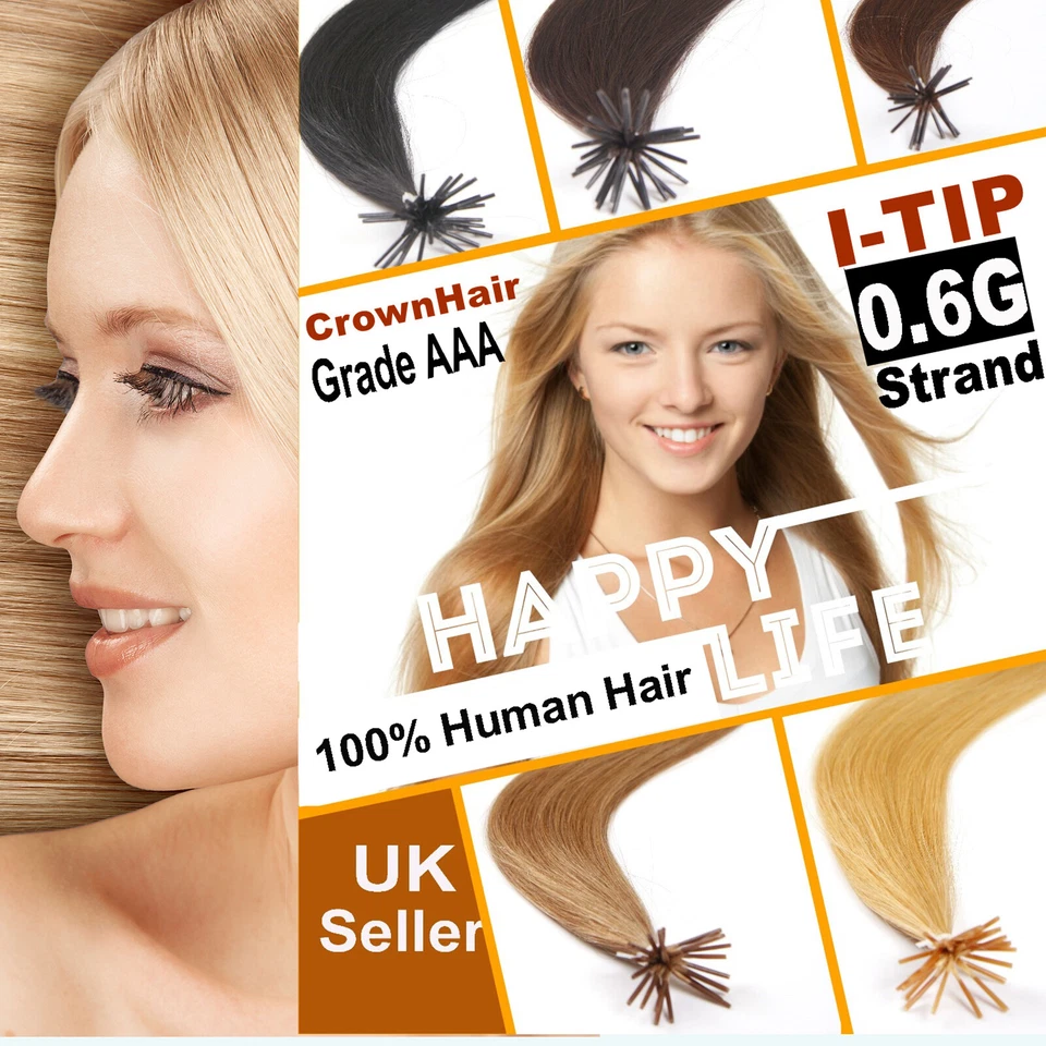 18" 0.6G Pre Bonded Stick Tip I Tip 100% REMY Human Hair Extensions Grade AAA - Image 1 of 1