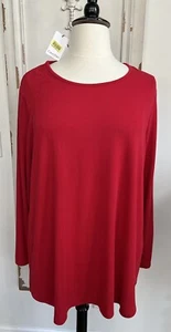 Top túnica elástica Calvin Klein rojo manga larga dobladillo redondo plus 3X San Valentín Nuevo con etiquetas - Imagen 1 de 11