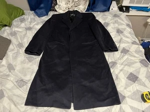 Vintage Burberry Crombie Mantel Herren Large? Blau Wolle Kamelhaar Designer - Bild 1 von 8