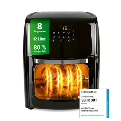 GOURMETmaxx Heißluftfritteuse 12L Heißluft Ofen Grill XL Fritöse Touch 1800W - Bild 1 von 4
