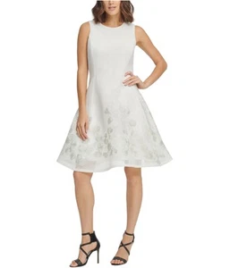 DKNY Womens Sleeveless Fit & Flare Dress, white, 16 - Picture 1 of 1