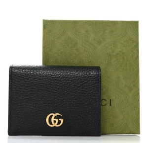 GUCCI Pebbled Calfskin GG Marmont Card Case Black Wallet Authentic - Bild 1 von 9