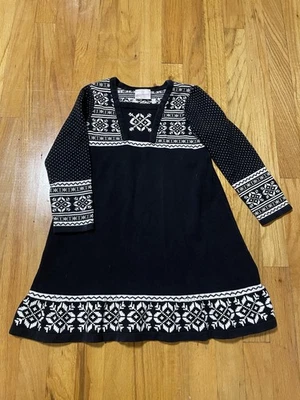 Vestido Suéter Hanna Andersson Fair Isle Vacaciones Negro Difícil de Encontrar Raro De Colección 110 cm 5 Foto 1 de 4