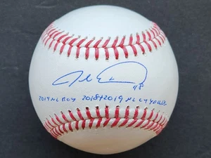 OMLB autografiado por Jacob deGrom con inscripción (2014 NL ROY/2018-2019 NL CY)  - Imagen 1 de 3