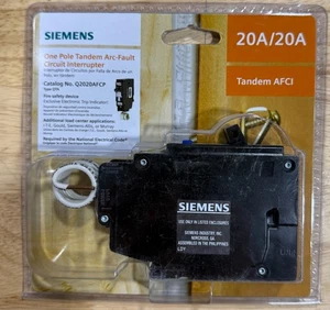 Siemens Q2020AFCP 120V 20A 1-pole Tandem CAFCI Type QTA Circuit Breaker - Black - Picture 1 of 2