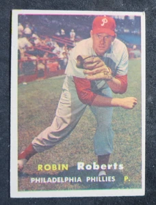 1957 Topps Robin Roberts #15 Philadelphia Phillies EX sin pliegues - Imagen 1 de 2