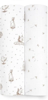 aden + anais essentials Musselin Swaddle - 2er Pack Quadrate | Bamboo White