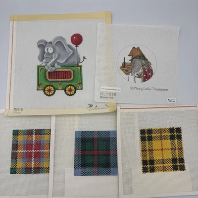 Vintage Hand Painted Needlepoint Canvases - Misc. Whimsical Canvases Bundle - Image 1 of 4