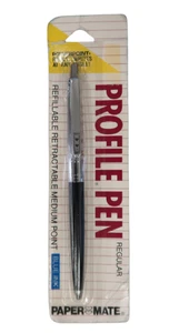 Papermate Profile Kugelschreiber Schwarz & Silber Nicht Schmal Neu in Packung - Bild 1 von 1