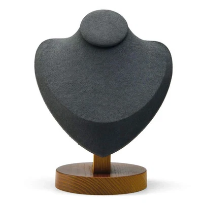 Jewelry Display Bust Solid Wood Necklace Stand for Show Jewelry Showcase Grey - Image 1 of 4