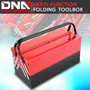 21 Zoll 3 Ebenen Multifunktion Metall faltbar 5 Schubladen Aufbewahrung Werkzeug Organizer Box rot - Bild 1 von 7