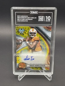 2024 BOWMAN BEST NICO IAMALEAVA YELLOW REFRACTOR AUTO /75 TAG 10 GEM MINT - Picture 1 of 4