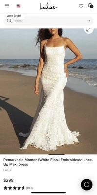 Lulu’s Floral Embroidered Lace Up Maxi Wedding Dress Size 4 - Image 1 of 2