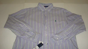 NWT RALPH LAUREN Classic Fit Stripes 100% Cotton Dress Shirt Mens Large Purple - Picture 1 of 4
