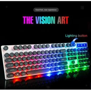 Gaming Keyboard LED Rainbow RGB Backlit Backlight Multimedia Keys - Picture 1 of 13
