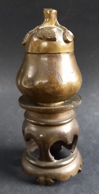 Ancien Brule Parfum Bronze Indochine Vietnam Old Censer Chinese Gourd Coloquinte - Photo 1/4