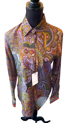 Camisa para mujer Robert Graham Gabriela negra estampado mezcla seda talla pequeña nueva con etiquetas Foto 1 de 4