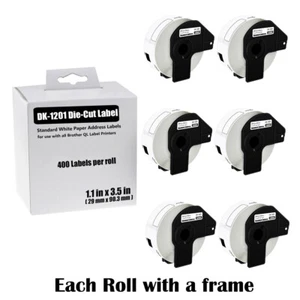 6 Rollen DK-1201 29 mm x 90,3 mm Standard Papier Adressetiketten für Brother QL-570 580N - Bild 1 von 23