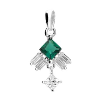 Smeraldo Baguette Ciondolo Argento Sterling 925 Marchiato Tutti Catena Lunghezze - Immagine 1 di 3