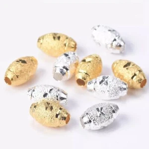 Metal Beads For Jewellery Making 8x5mm Carved Oval Brass Loose Spacer 25pcs - Picture 1 of 7