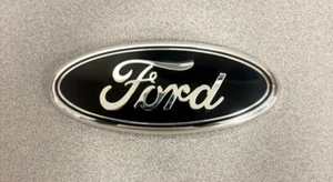FORD 175mm X 70mm BLACK & SILVER BADGE BONNET BOOT C-MAX FIESTA FOCUS KA CONNECT - Picture 1 of 2