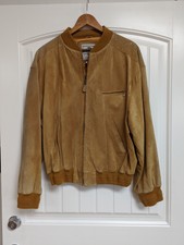 Vintage Banana Republic Mens Large Distressed Suede Leather Bomber Jacket  Camel