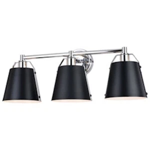 Vaxcel Barrington 3 Light 24.25" Vanity, Matte Black/Chrome - W0424 - Picture 1 of 1
