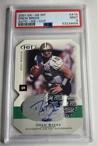 Drew Brees 2001 Sage Hit Auto Rookie Card RC PSA 9 Mint Die Cut /250 SP