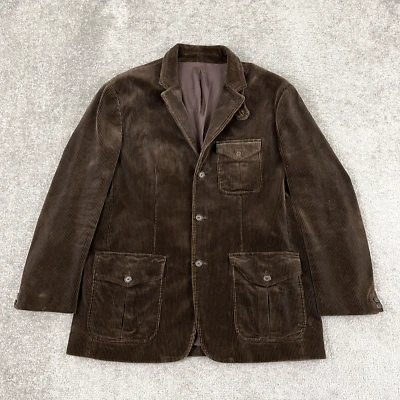 POLO RALPH LAUREN Blazer Coat Men XL Brown Corduroy Viscose Pockets Jacket Heavy - Image 1 of 4