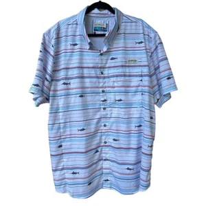 Magellan Outdoors Classic Fit Fish Gear Shirt 2XL Moisture-Wicking Striped Short - Picture 1 of 6