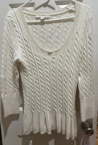 Suéter Boston Propio Peplum Tejido con Cable Marfil Crema Talla M Nuevo Sin Etiquetas - Imagen 1 de 12