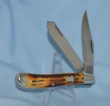 RARE 1ST GENERATION BULLDOG TORCHED STAG DOGLEG TRAPPER KNIFE "NEAR MINT!"