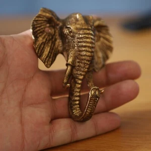 Antico gancio da parete elefante rame metallo cappello chiavi ornamento casa gancio appendiabiti - Foto 1 di 3
