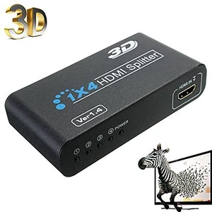 HDMI Splitter 1x4, 1 in 4 out, Supports 1080p, 3D, Full HD, 1 input 4 outputs - Picture 1 of 1