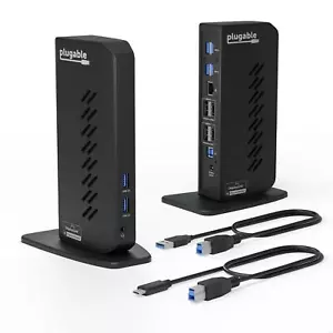 Plugable USB 3.0 and USB-C Dual 4K Display Docking Station w/ DisplayPort & HDMI - Picture 1 of 8