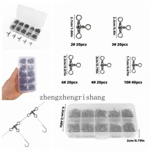 5 Size 120pcs 3 Way Swivels Cross Line Barrel T-Turn Swivel Surf Fishing Tackle - Picture 1 of 24