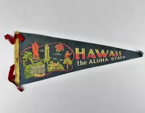Vintage Hawaii The Aloha State Travel Souvenir 17” Pennant Bandiera anni 70 - Foto 1 di 7