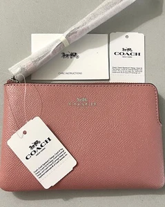 NEW Coach Crossgrain Leather Small Corner Zip Wristlet, Light Blush(58032) $78 - Picture 1 of 9