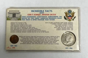 1969 Kennedy-Lincoln Incredible Facts 2 Coin Set in Info Card - Picture 1 of 7