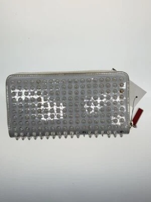 Christian Louboutin Bi-fold Long Wallet White Red Transparent Spike Studs Zip - Image 1 of 4