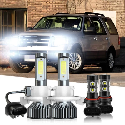 Para 07-14 Ford Expedition 6000K Faro LED Alto/Bajo + Luz Antiniebla 4 Bombillas Combo Kit Foto 1 de 4